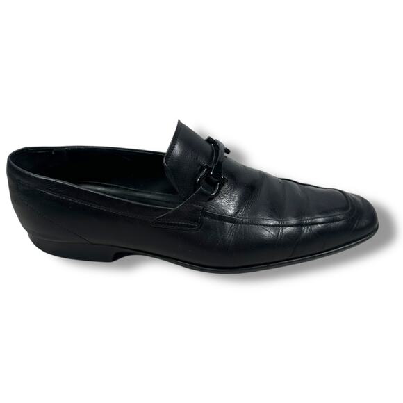 Salvatore Ferragamo Horsebit Buckle Loafers Men\'s 8.5 D Black Leather Shoes READ main image 7